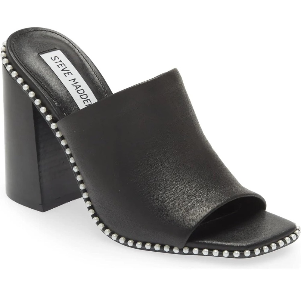 Steve Madden Black Studded Mules